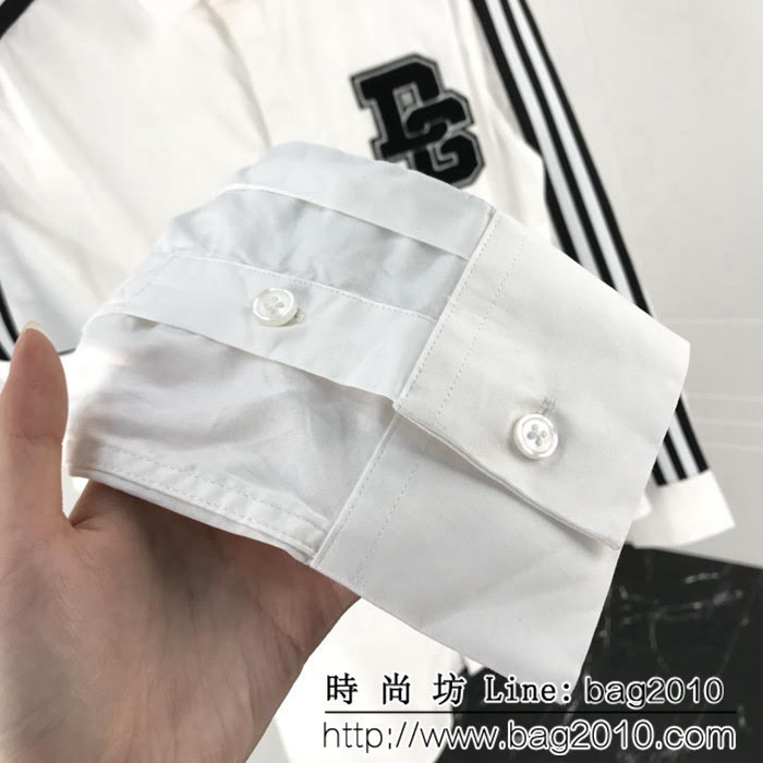 DＧ杜嘉班納 18ss秋冬新款 胸口刺繡毛巾布DG字母 織帶拼接襯衣 ydi1103